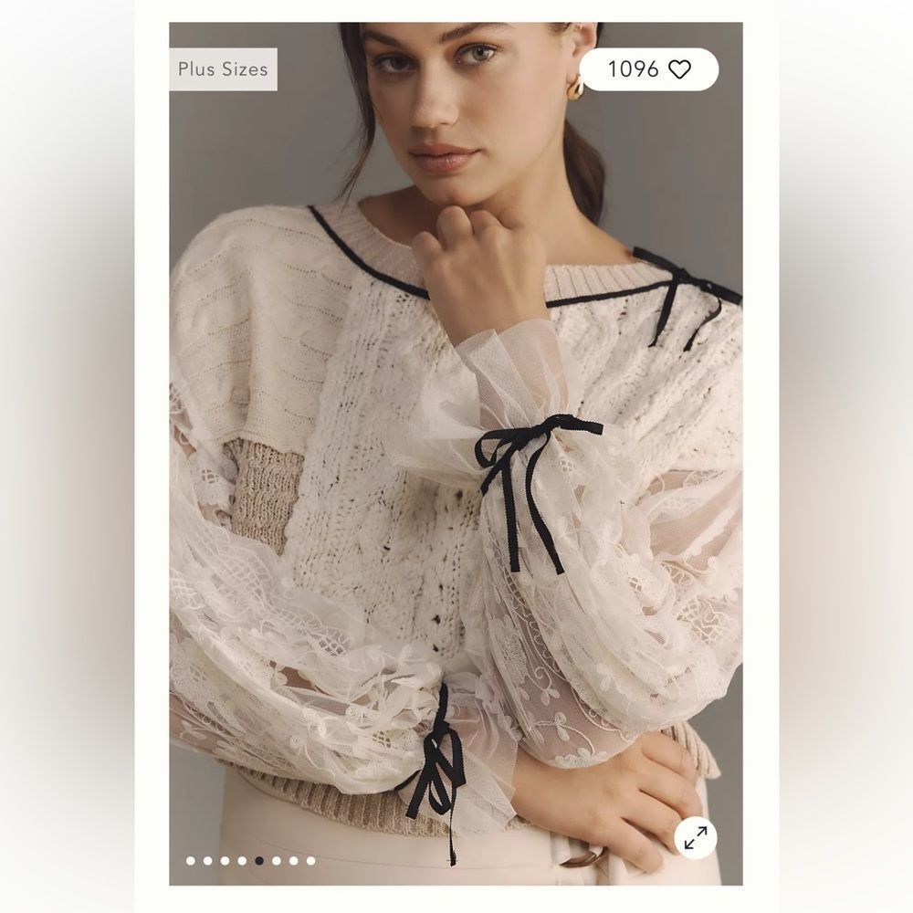 Anthropologie Lace Cable Twofer Sweater